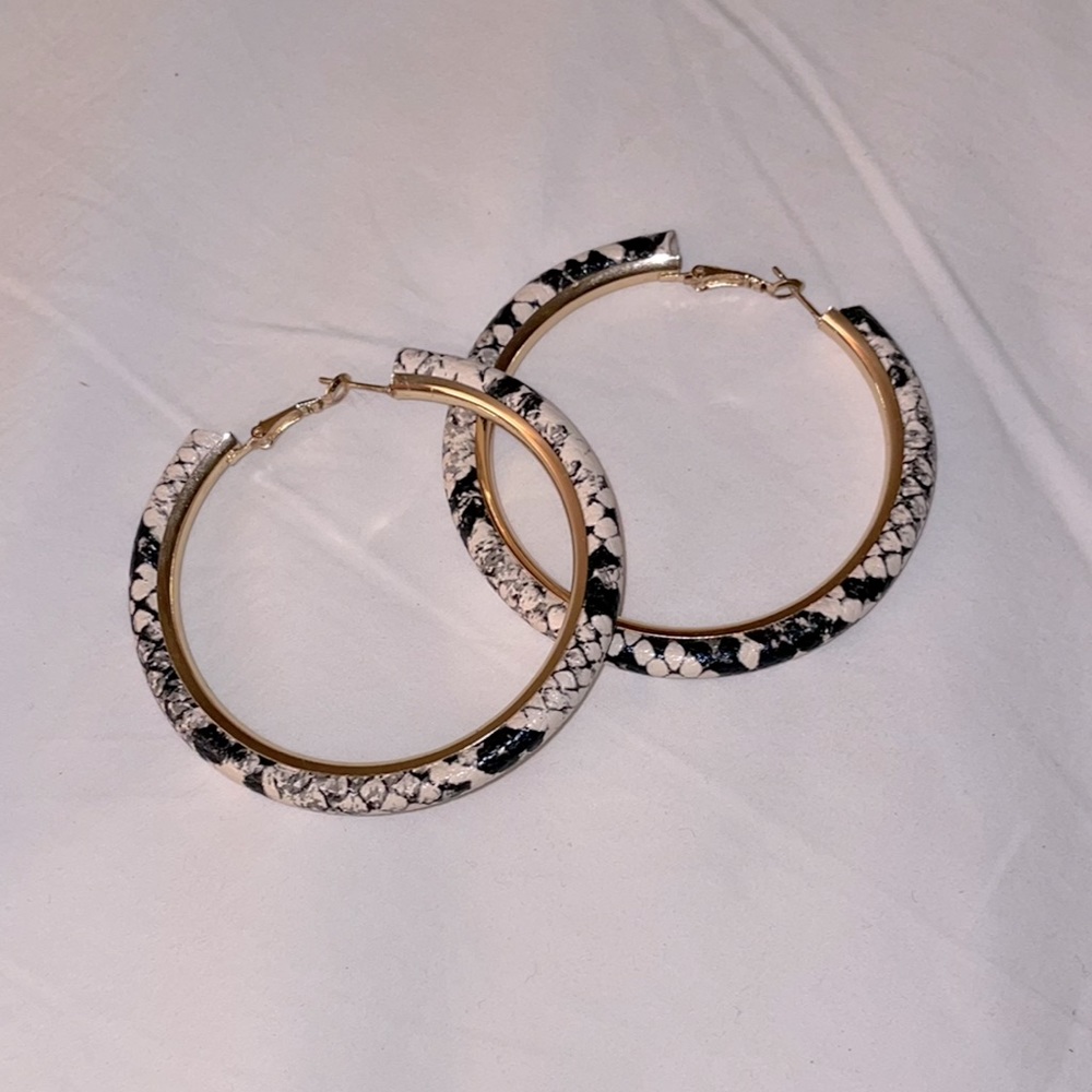 Snakeskin hoop earrings